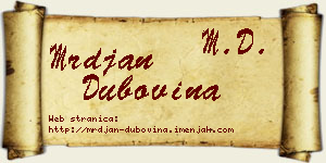 Mrđan Dubovina vizit kartica